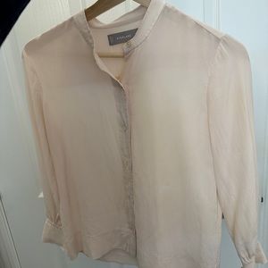 Everlane women clean silk blouse pale pink